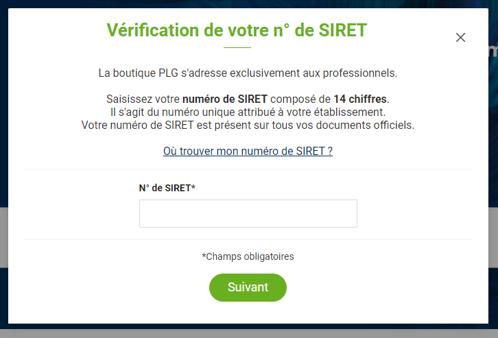 Pop numéro de SIRET