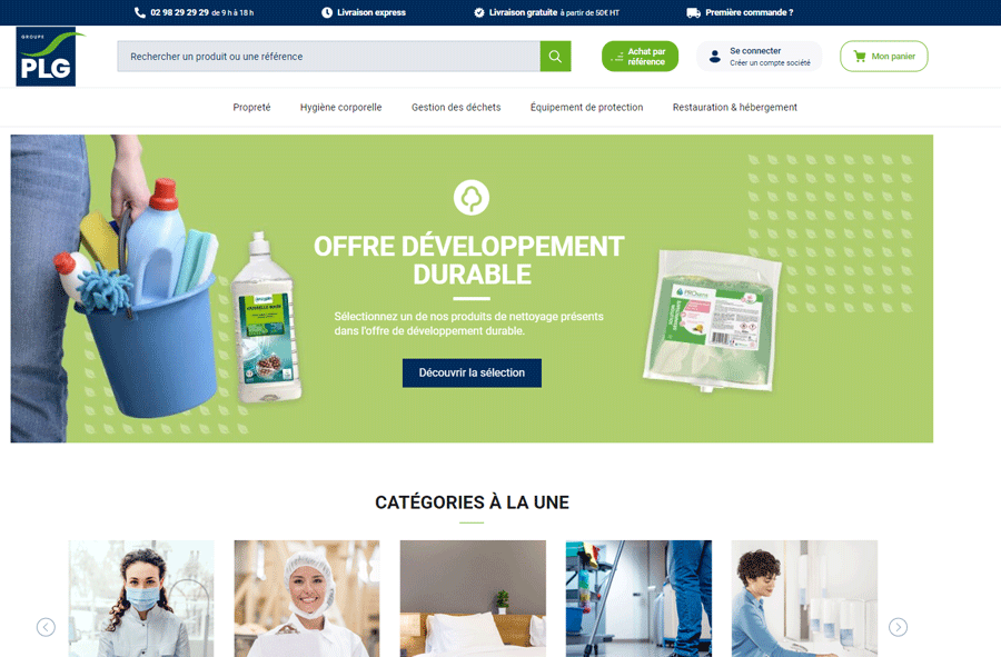 Homepage e-commerce Groupe PLG