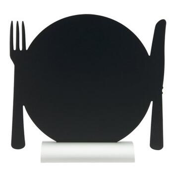 SILHOUETTE ARDOISE DE TABLE FORME ASSIETTE AVEC SOCLE