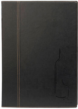 TRENDY CARTE DES VINS SIMILI CUIR FORMAT A4 NOIRE