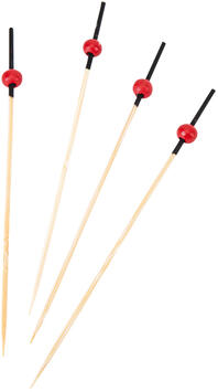 PIQUE COCKTAIL BAMBOU À BOULE ROUGE 12CM X200