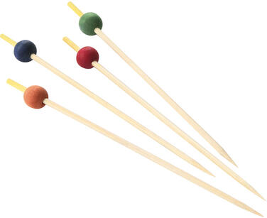 PIQUE COCKTAIL BAMBOU À BOULE MULTICOLORE 10CM X200
