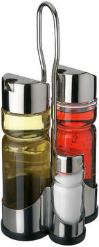 LUXUS MÉNAGÈRE EN ACIER INOXYDABLE 4 PIÈCES SEL+POIVRE+HUILE+VINAIGRE