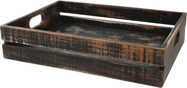 RUSTIC CAGETTE EN ACACIA 42 X 30 CM H 9 CM