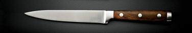 COUTEAU A STEAK AZAWAK LAME LISSE MANCHE BOIS FONCÉ