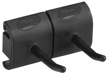 SUPPORT MURAL HYGIENIQUE MODULE DOUBLE CROCHET 82MM NOIR