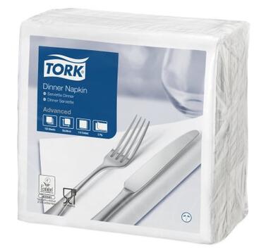 SERVIETTE 39X39CM OUATE GAUFRÉ TORK® DINNER 2 PLIS BLANC X1800
