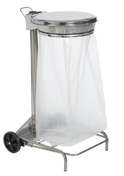 SUPPORT SAC COLLECROULE 110L 2 ROUES A PEDALE INOX