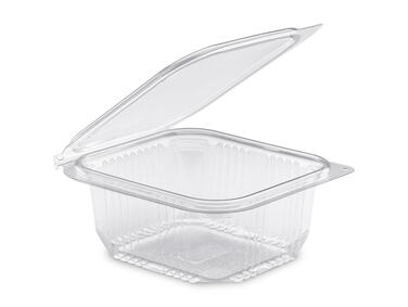 BOÎTE À COUVERCLE CHARNIÈRE PLASTIQUE APET 500ML TRANSPARENT X6000