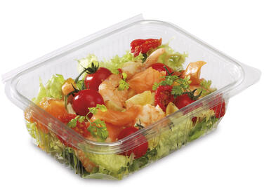 BOÎTE À COUVERCLE CHARNIÈRE PLASTIQUE APET 1000ML TRANSPARENT X400