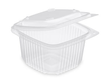 BOÎTE À COUVERCLE CHARNIÈRE PLASTIQUE POLYPROPYLÈNE 375ML TRANSPARENT X900
