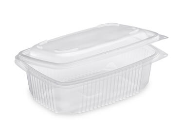 BOÎTE À COUVERCLE CHARNIÈRE PLASTIQUE POLYPROPYLÈNE 800ML TRANSPARENT X300