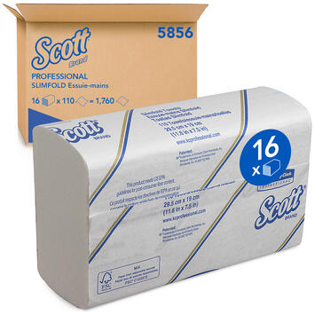 ESSUIE-MAINS PLIÉS EN Z SCOTT® SLIMFOLD BLANC 19X29.5CM 110 FORMATS 1 PLI X16