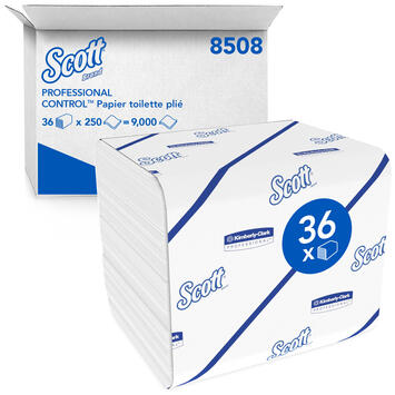 PAPIER TOILETTE PLIÉ SCOTT® BLANC 250 FORMATS 2 PLIS ECOLABEL X36