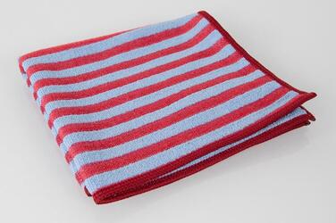 CARRE EMR MICROFIBRE RAYE BLEU ET ROUGE X5