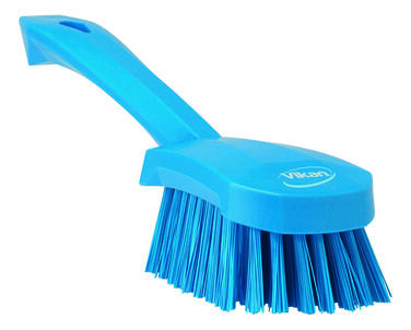 BROSSE A MAIN ALIMENTAIRE MANCHE 27CM FIBRE DURE BLEU