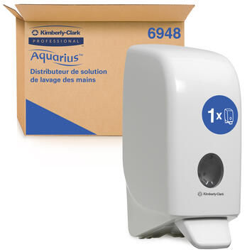 DISTRIBUTEUR MANUEL CRÈME MOUSSE GEL HYDROALCOOLIQUE AQUARIUS™ BLANC 1L
