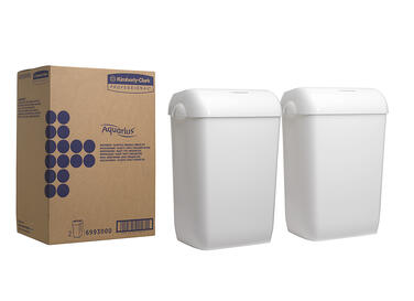 POUBELLE AQUARIUS 43L BLANC X2