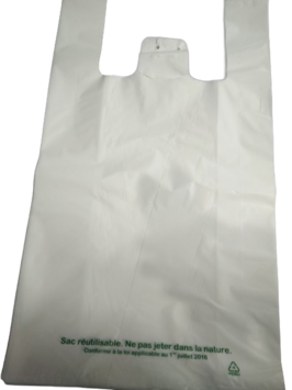 SAC BRETELLES POLYETHYLÈNE BASSE DENSITÉ 50µ 30+14X54CM BLANC LIASSE X500