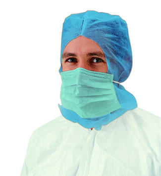 HEAUME POLYPROPYLÈNE ÉLASTIQUE ET MASQUE INTÉGRÉ BLEU X50