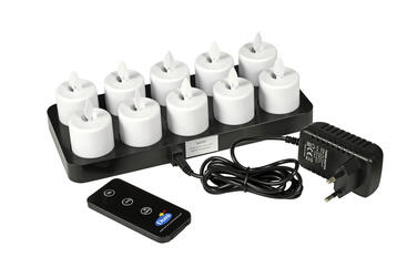 KIT 10 LEDS BLANC AVEC CHARGEUR ADAPTATEUR ET TELECOMMANDE