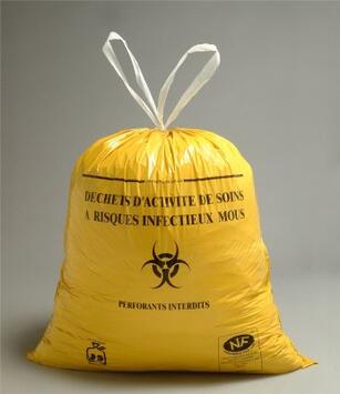SAC POUBELLE 100L DASRI DECHETS MOYENS LIEN COULISSANT JAUNE X250