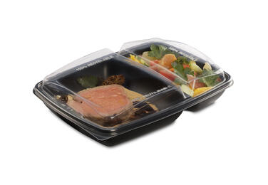 BOÎTE PLASTIQUE POLYPROPYLÈNE NOIRE 950ML 2 COMPARTIMENTS AVEC COUVERCLE X180