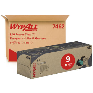 LAVETTE NON TISSEE USAGE UNIQUE WYPALL L40 BLANC 90 FORMATS BOITE DISTRIBUTRICE 41,5X25CM X9