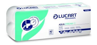 PAPIER TOILETTE PETIT ROULEAU AQUASTREAM BLANC 200 FORMATS 2 PLIS X120