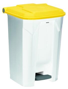 POUBELLE A PEDALE UTILO 80L BLANC / JAUNE