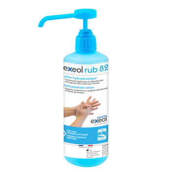 GEL HYDROALCOOLIQUE EXEOL RUB 82 FLACON POMPE 500ML