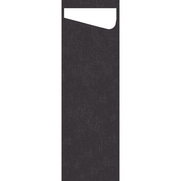 POCHETTE À COUVERTS SLIM NOIRE AVEC SERVIETTE NON TISSÉE BIO-DUNISOFT® BLANC 20X40CM X240