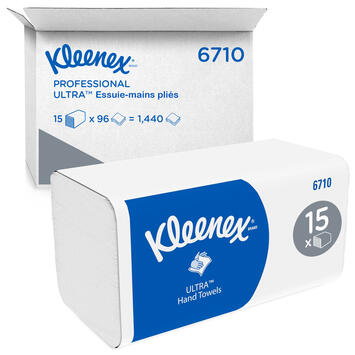 ESSUIE-MAINS PLIÉS EN V KLEENEX® ULTRA BLANC 22X32CM 96 FORMATS 3 PLIS ECOLABEL X15