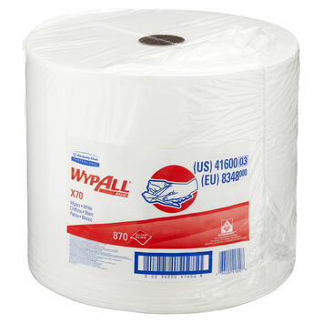 BOBINE DEVIDAGE CLASSIQUE NON TISSE WYPALL X70 BLANC 870 FORMATS 34X31,5CM