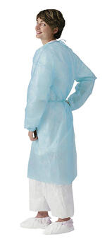 BLOUSE BLEUE SANS POCHES AVEC LIEN PP 110CM X50