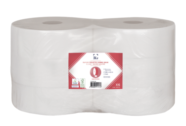 PAPIER TOILETTE JUMBO BLANC 380M 2 PLIS ECOLABEL X6