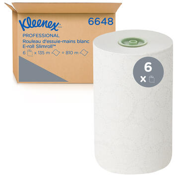 ESSUIE-MAINS ROULEAU KLEENEX® SLIMROLL BLANC 135M 1 PLI ECOLABEL X6