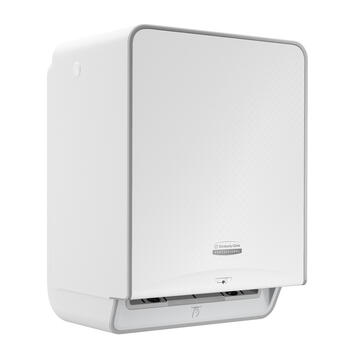DISTRIBUTEUR D’ESSUIE-MAINS ROULEAUX À DÉCOUPE AUTOMATIQUE & OPTIQUE ICON™ BLANC MOSAÏQUE