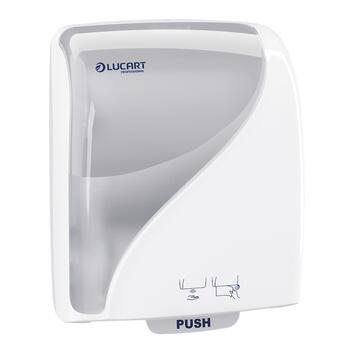 DISTRIBUTEUR D’ESSUIE-MAINS ROULEAUX À DÉCOUPE AUTOMATIQUE & OPTIQUE IDENTITY BLANC