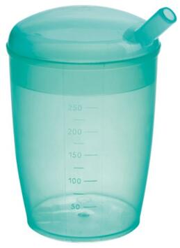 VERRE POUR MALADE 25CL VERT AVEC COUVERCLE ET PAILLE