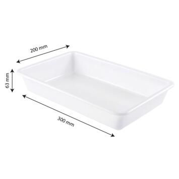 BAC PLASTIQUE PLAT 2L 300X200X60MM BLANC