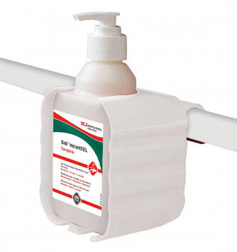 SUPPORT AVEC CROCHET POUR FLACONS DE 400ML BLANC