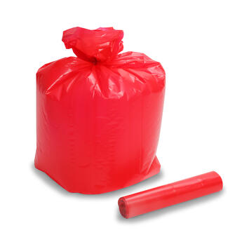 SAC POUBELLE 110L BASSE DENSITE DECHETS MOYENS SANS LIEN SANS LIEN ROUGE TRANSLUCIDE X200
