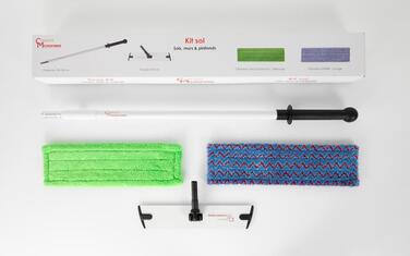 KIT DE LAVAGE SOLS (MANCHE / SUPPORT DE LAVAGE / 2 FRANGES)