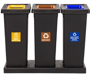 STATION DE TRI FIT 3X50L GRIS ANTHRACITE / JAUNE / BLEU / ROUGE