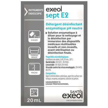 DETERGENT DESINFECTANT ENZYMATIQUE CONCENTRE POUR DISPOSITIFS MEDICAUX EXEOL SEPT E2 250X20ML