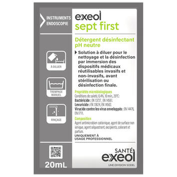 DETERGENT DESINFECTANT CONCENTRE POUR DISPOSITIFS MEDICAUX EXEOL FIRST 250X20ML