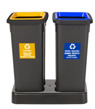 POUBELLE DE TRI FIT 2X20L GRIS ANTHRACITE / JAUNE / BLEU