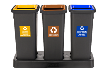 STATION DE TRI FIT 3X20L GRIS ANTHRACITE / JAUNE / MARRON / BLEU