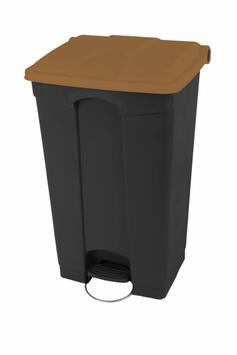 POUBELLE A PEDALE POUR BIODECHETS 90L NOIR ET MARRON